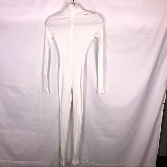 LuFeng Long Sleeve WHite Ribbed Pant Body Suit - Picture 1 of 6